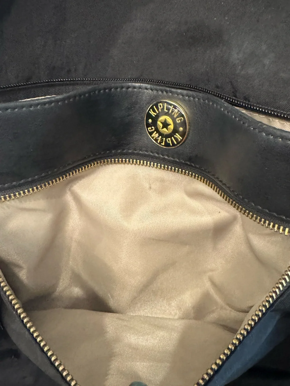Kipling Black Nylon Backpack with Pom Pom Charm